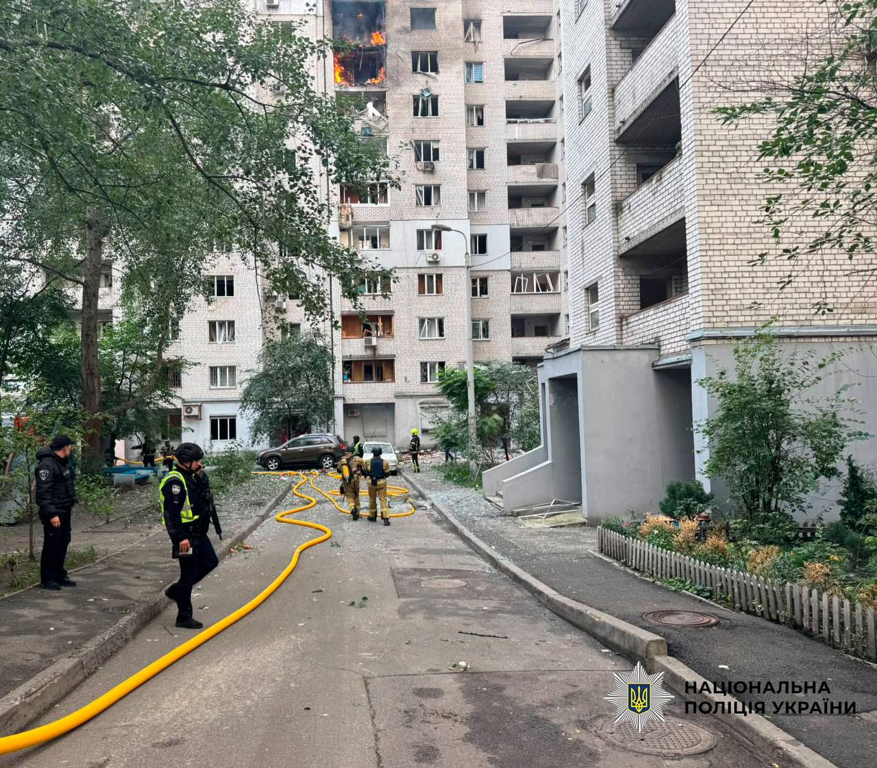 Київ: наслідки атаки сьогодні. Фото: Нацполіція